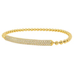 18K Rose Gold DeHaho Pave Diamond Beaded Ball Slip-On Bangle Bracelet