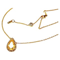 14K Yellow Gold Diamond Rutilated Quartz Pendant Necklace