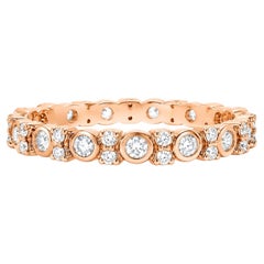 14K Pink Rose Gold Diamond Eternity Wedding Band Ring Estate Designer