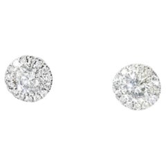 14K White Gold Diamond Solitaire Stud Earrings Estate