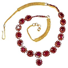 22K Yellow Gold Carat Ruby Rubies Necklace
