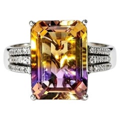 14K White Gold Ametrine Diamond Ring