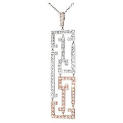 14K 2 Tone White Rose Gold Diamond Oriental Station Necklace