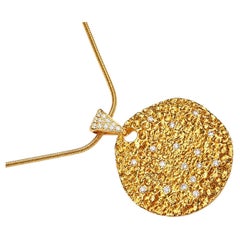 14K Yellow Gold Handmade Diamond Pendant Necklace Slide