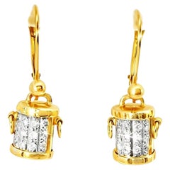 14K Yellow Gold Diamond Bucket Earrings