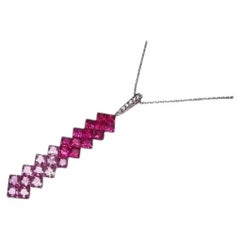 14K White Gold Multi Color Sapphire Diamond Pendant