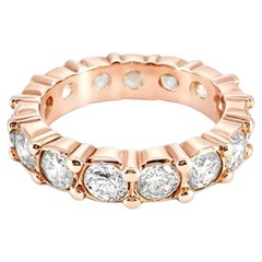 14K Pink Rose Gold Diamond Eternity Wedding Band Ring