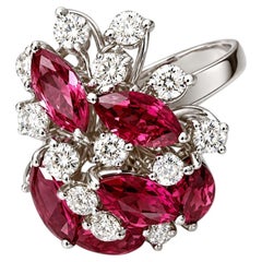 18K White Gold Pink Tourmaline Diamond Designer Ring Estate