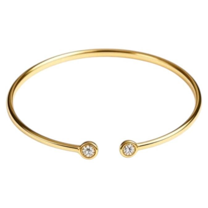 14K Yellow Gold Diamond Bangle Bracelet Estate