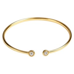 Pulsera rígida de oro amarillo de 14K con diamantes, de segunda mano