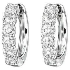 14K White Gold Diamond Hoop Earrings