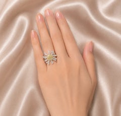 18K White Gold Champagne Diamond Movable Octapus Band Ring