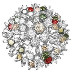 18K White Gold Fancy Color Diamond Designer Cascade Ring