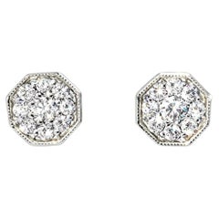 14K White Gold Diamond Stud Earrings