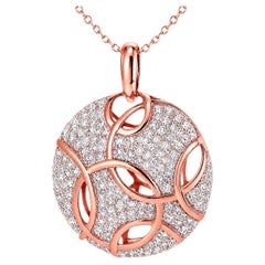 14K Pink Rose Gold Handmade Pave Diamond Pendant Necklace Slide