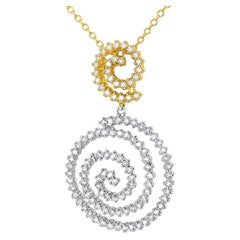14K White Yellow Gold Diamond Slide Pendant