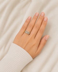 14K Yellow Gold 3 Row Diamond Wedding Band Ring