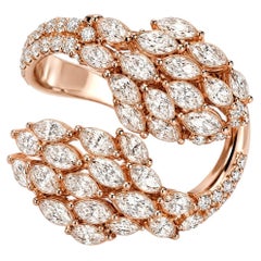 18K Pink Rose Gold Diamond Marquise Bypass Cocktail Ring