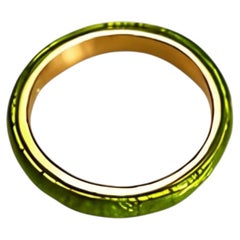 Hidalgo Enamel Silver Textured Lime Green Insert Band Ring