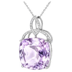 18K White Gold Diamond Amethyst Pendant