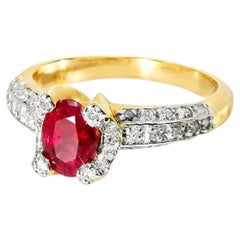 14K Yellow Gold Pave Diamond Ruby Designer Band Ring