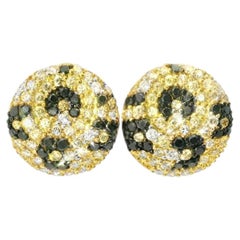 18K White Gold Multi Color Fancy Diamond Earrings