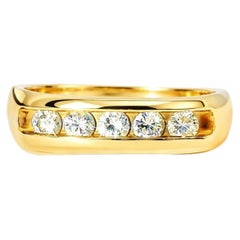 14K Yellow Gold Diamond Wide Wedding Band Ring