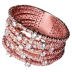 18K Pink Rose Gold Diamond Wide Wedding Band Ring