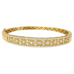 14K Mildred Rose Pink Gold Diamond Bangle Bracelet Estate
