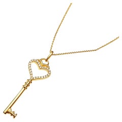 14K Yellow Gold Diamond Club Key Pendant Slide
