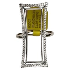 Bague cocktail ouverte en or blanc 14 carats sertie de diamants, d'occasion
