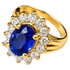 14K Yellow Gold Sapphire Diamond Engagement Ring Estate