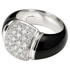 18K White Gold Black Enamel Diamond Designer Ring Band