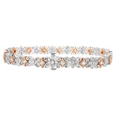 18K Pink White 2 Tone Gold Diamond Flex Bracelet Estate