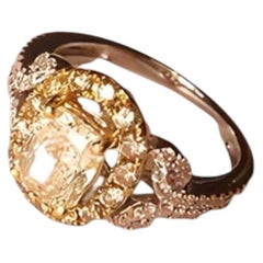 18K White Gold Fancy Yellow Diamond Filigree Engagement Ring