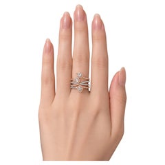 18K White & Pink Gold Designer Diamond Pave Wide Band Ring