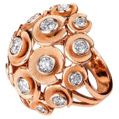 18K Pink Rose Gold Diamond Dome Cocktail Ring