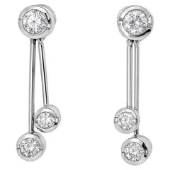 14K White Gold Bezel Set Diamond Earrings