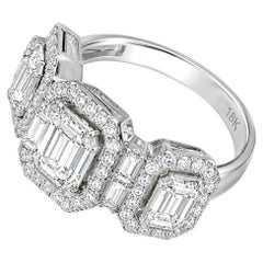 18K White Gold Baguette Diamond Wedding Anniversary Band Ring