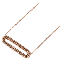 14K Rose Pink Gold Champagne Diamond Lariat Bar Pendant Necklace