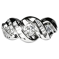 14K Yellow Gold 3 Stone Diamond Baguette Anniversary Band Ring