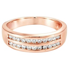 14K Rose Pink Gold Diamond Double Row Wedding Ring Band