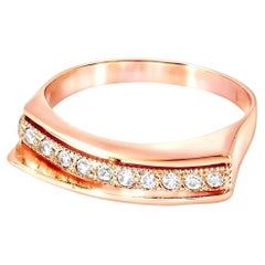 14K Pink Rose Gold Diamond Wedding Band Ring