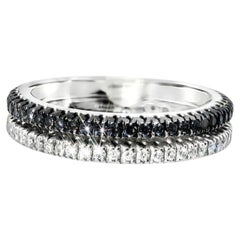 18K White Gold Black Diamond Eternity Wedding Band Ring