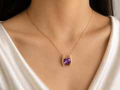 14K Yellow Gold Amethyst Heart Pendant Slide