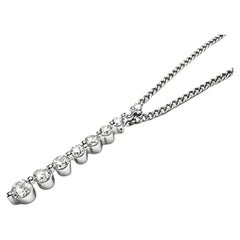 14K White Gold Diamond Drop Bar Journey Pendant Slide