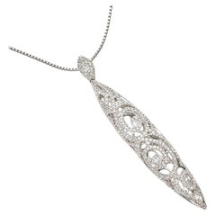 14K White Gold Open Lace Diamond Slide Pendant