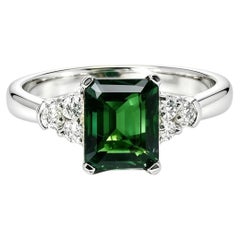 14K White Gold Green Tourmaline Diamond Cocktail Ring