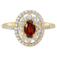 Filigranring aus 14-karätigem Gelbgold mit Diamanten und Granaten – aus einem Nachlass
