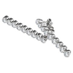 18K White Gold Estate Diamond Line Drop Earrings